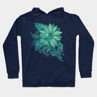 Teal watercolor sunflower Hoodie